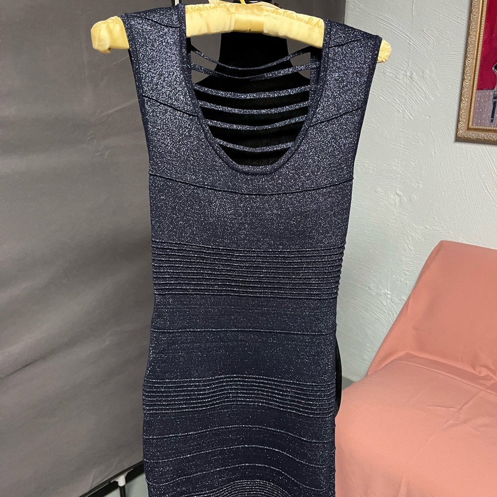 Wow Couture blue shiny sparkly mini dress. Like new. Size small.